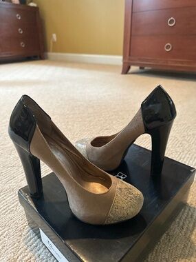 Taupe and Grey BCBG pumps